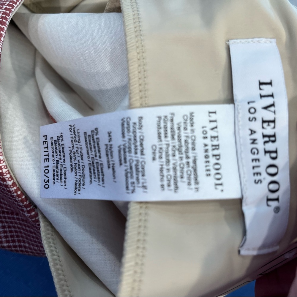 NWT Liverpool Los Angeles Pencil Skirt Size Petite 10/30 Mauve/White - Picture 6 of 7